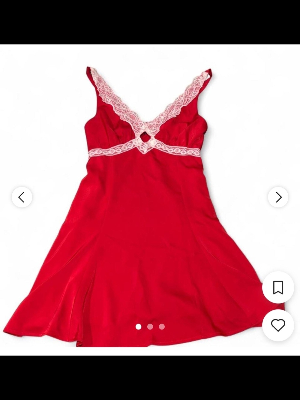 Red Lace-Trim Slip Dress